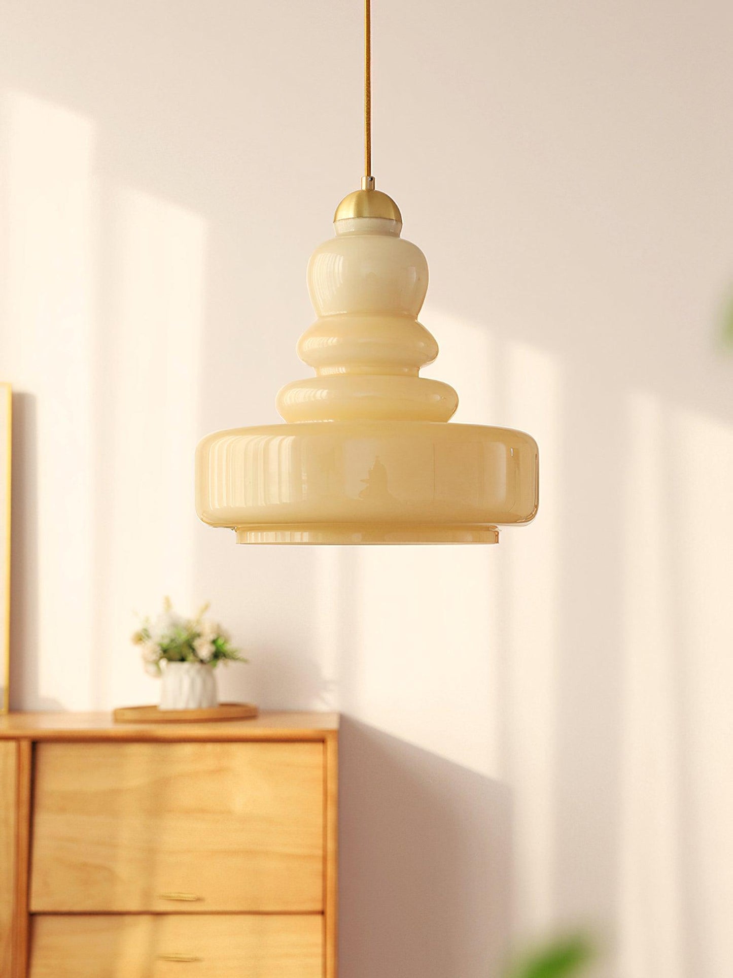 Classic Schoolhouse Glass Pendant Light – Adjustable Height Vintage Ceiling Lamp for Soft Illumination 6