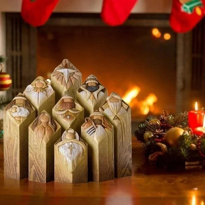 9 st himmelska julkrypningsträdsstatyer 6