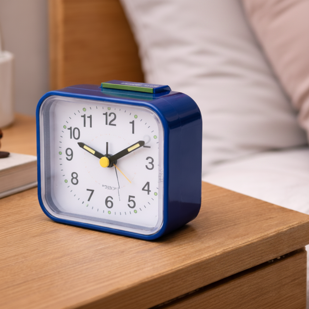 Analog Bedside Alarm Clock with Silent Movement, Night Light, and Snooze Function for Peaceful Mornings 1