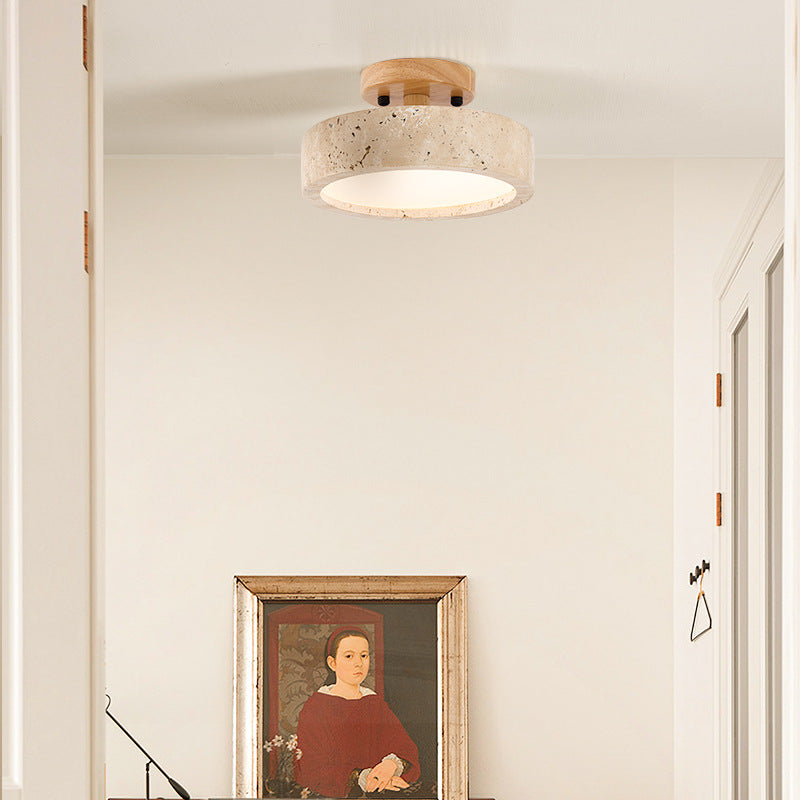 Aterna - Rund travertin LED-taklampa 1