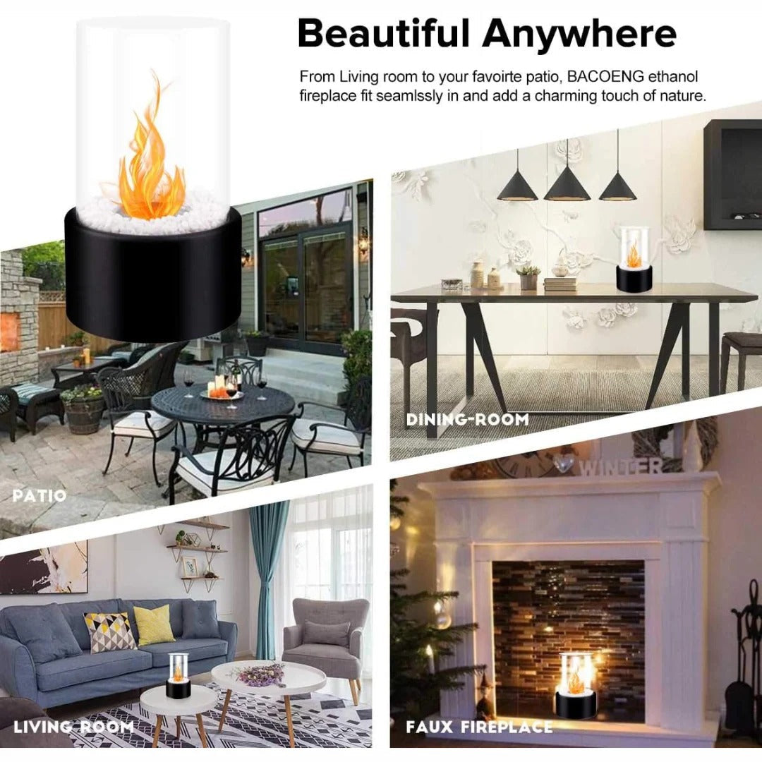 Bärbar bordskamin i glas 6