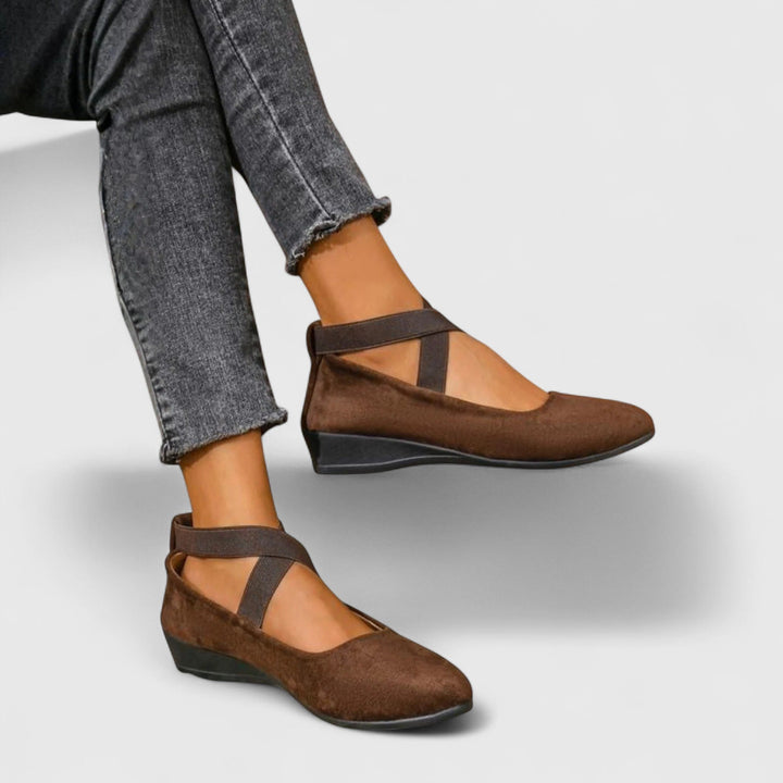 Black Ballet Flats for Women with Arch Support - Orthopedic Cross-Strap Design for Comfort and Style 2
