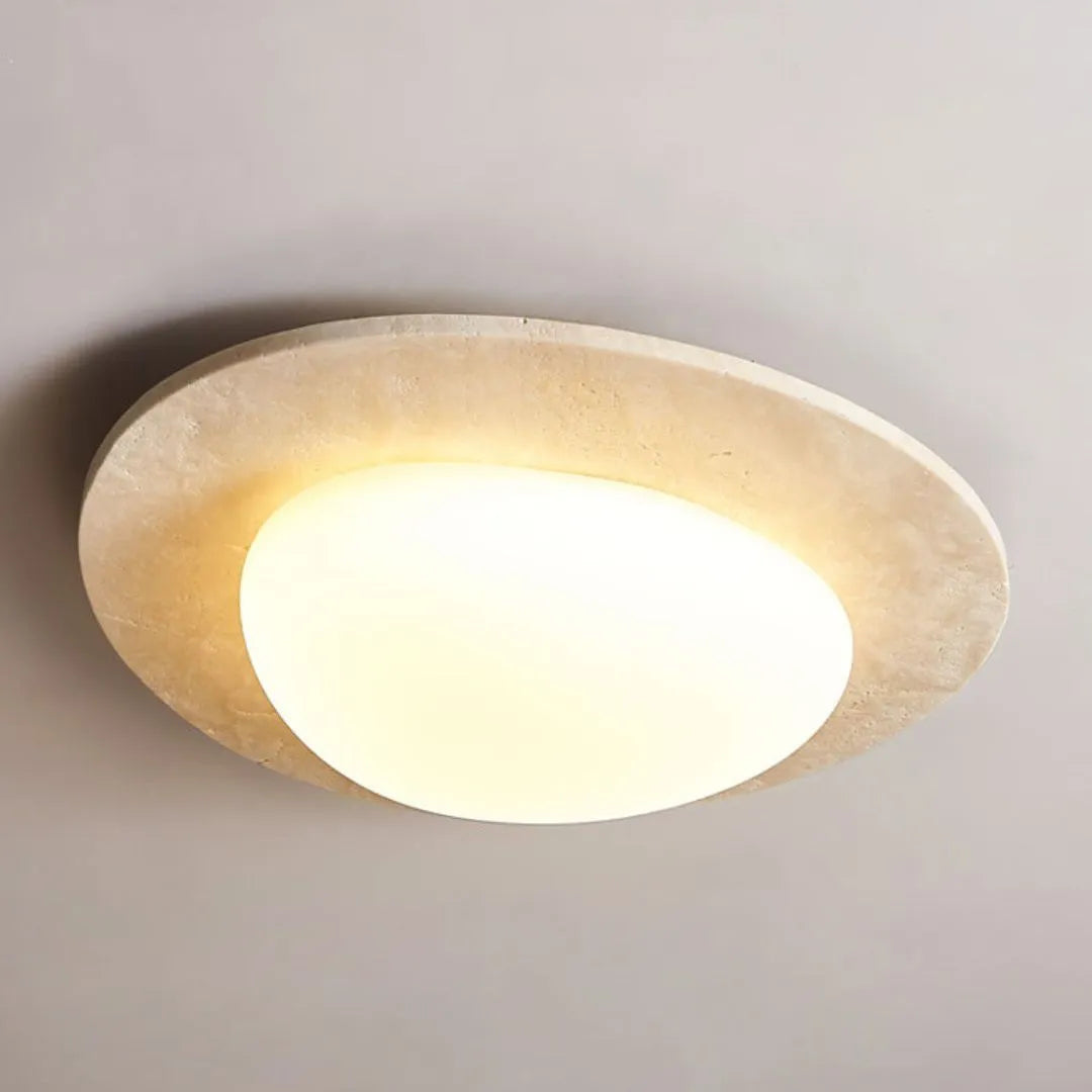 Calla - Krämfärgad travertin LED-taklampa 6
