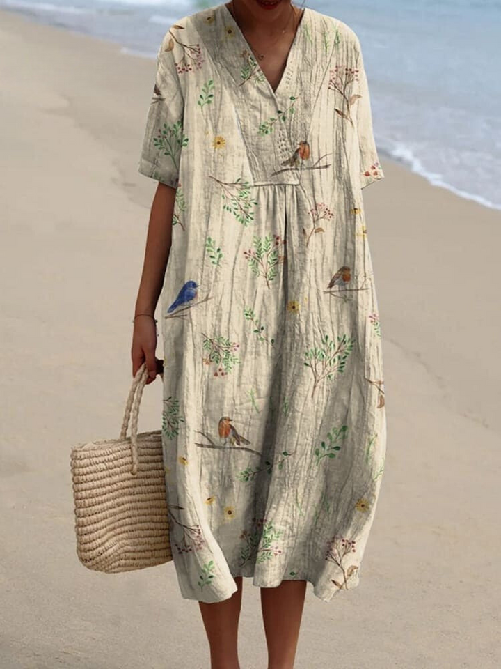 Casual Women's Shirt with Unique Bird and Branch Print - Stylish Womens Blouse for Everyday Wear 3