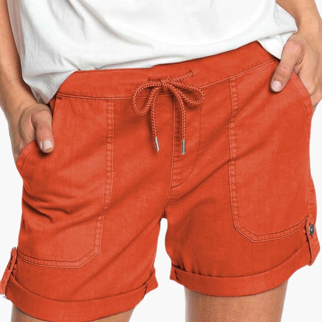 Casual Women's Summer Shorts with Drawstring Waist and Cuffed Hem, Relaxed Fit, Stylish Above-Thigh Length, Comfortable Everyday Wear 6