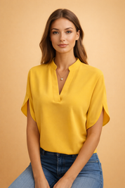 Justyna | Damska Asymetryczna Tunika Vintage Styl Drapowany