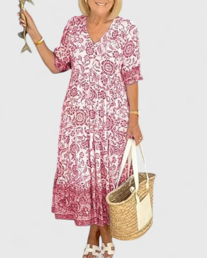 Chic Elegant Dress with V-Neck and Half-Length Sleeves for Effortless Style 1