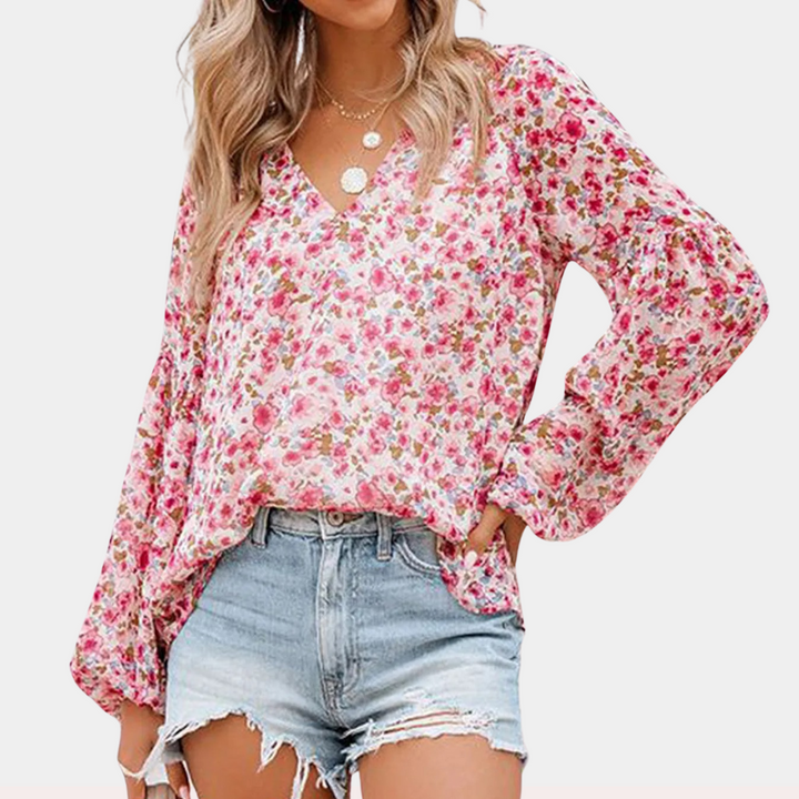 Chic Floral Long Sleeve Blouse - Women's Summer Tops for Women, Elegant Floral Design, Stylish Casual and Formal Wear 0