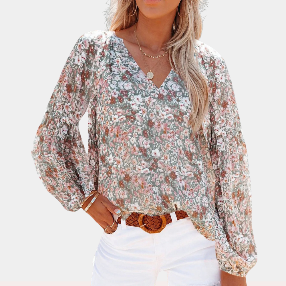 Chic Floral Long Sleeve Blouse - Women's Summer Tops for Women, Elegant Floral Design, Stylish Casual and Formal Wear 5