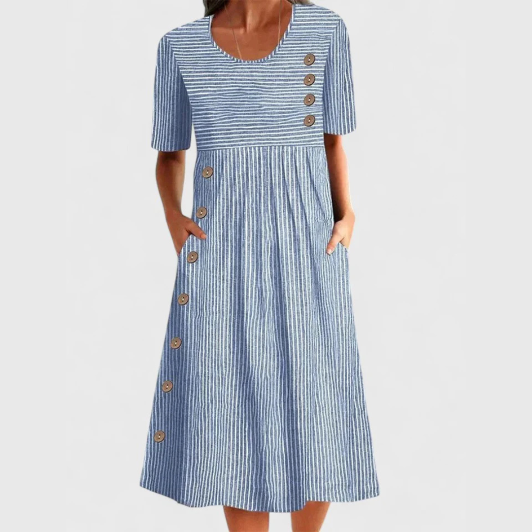 Chic Striped Midi Dress for Effortless Style and Comfort 0