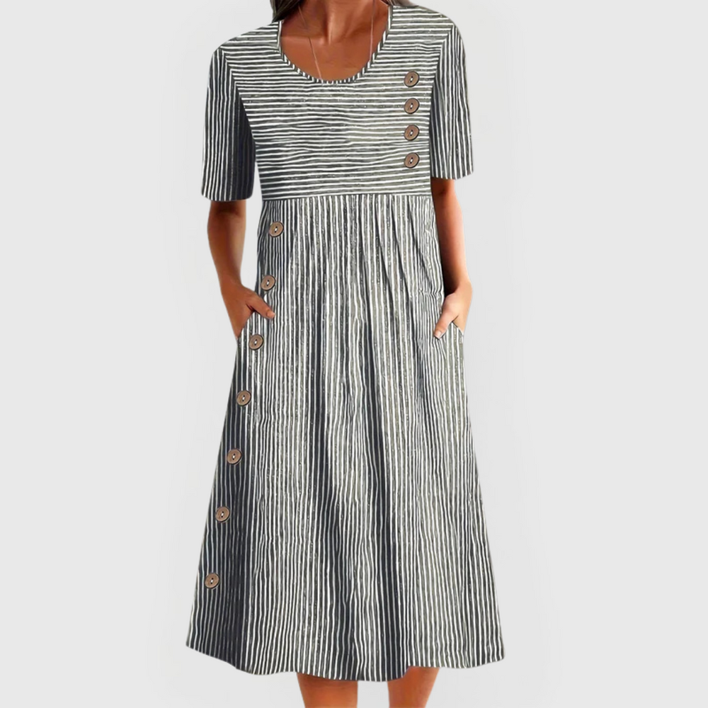 Chic Striped Midi Dress for Effortless Style and Comfort 1