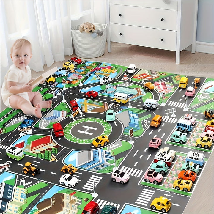 Children's Adventure Play Mat with Road and Traffic Design for Creative Indoor and Outdoor Play 3