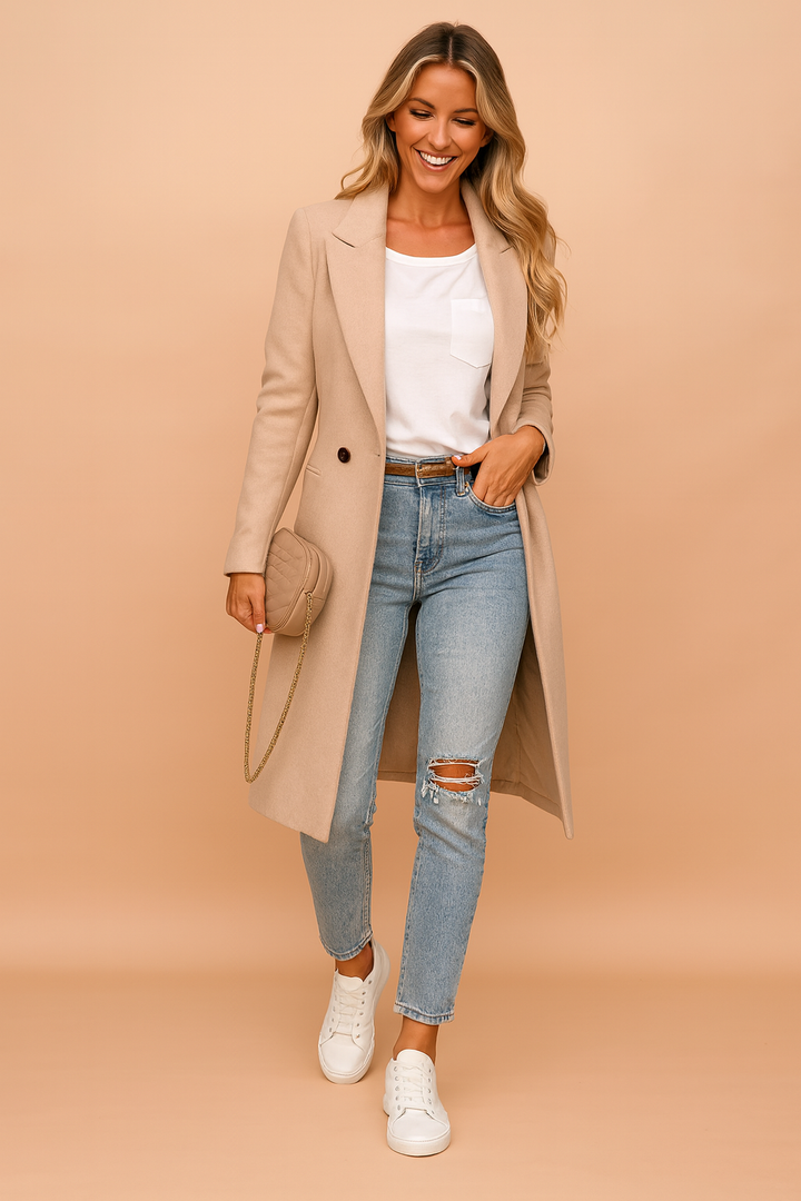 Classic Double-Breasted Coat for Timeless Elegance 0