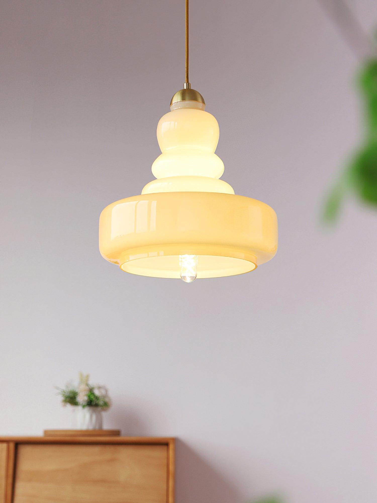 Classic Schoolhouse Glass Pendant Light – Adjustable Height Vintage Ceiling Lamp for Soft Illumination 4