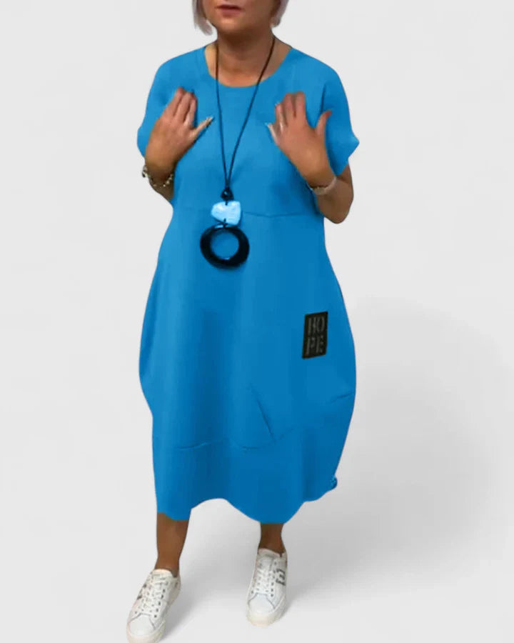 Comfortable Casual Dress with Chic Letter Print and Pockets 3