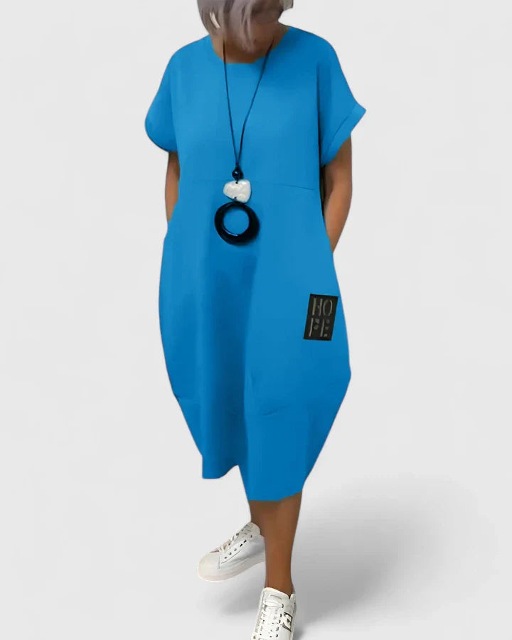 Comfortable Casual Dress with Chic Letter Print and Pockets 5