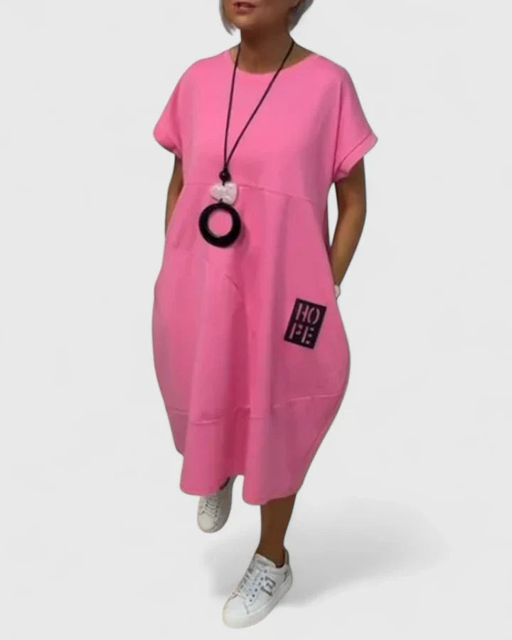 Comfortable Casual Dress with Chic Letter Print and Pockets 6
