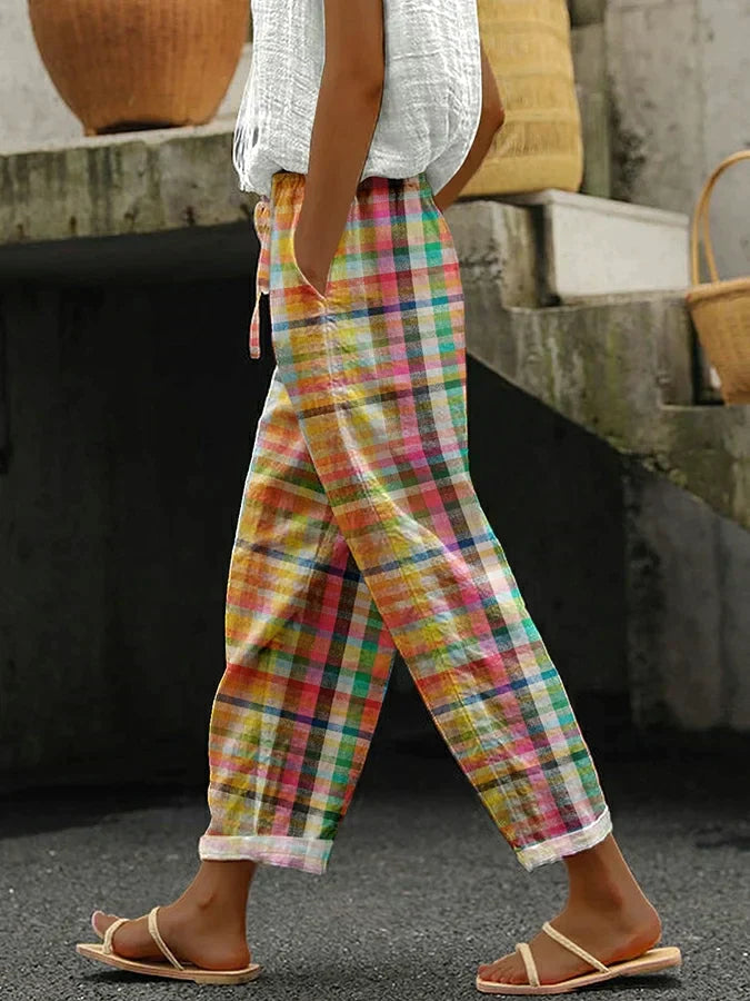 Comfortable Checkered Pants for Women - Effortless Style & Versatility 0