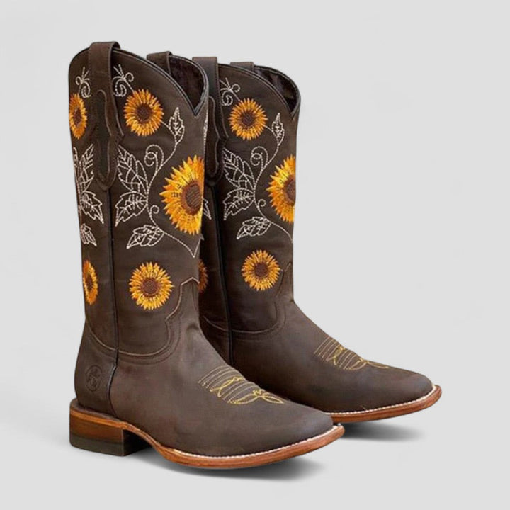 Cowgirl Boots for Women with Orthopedic Arch Support and Floral Embroidery, Stylish Western Boots 0