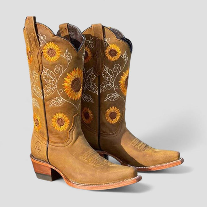 Cowgirl Boots for Women with Orthopedic Arch Support and Floral Embroidery, Stylish Western Boots 6