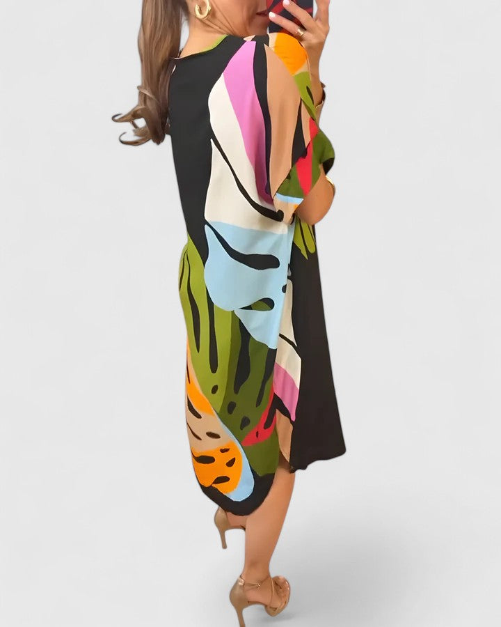 Effortless Midi Dress with Leaf Print for Summer Style 4