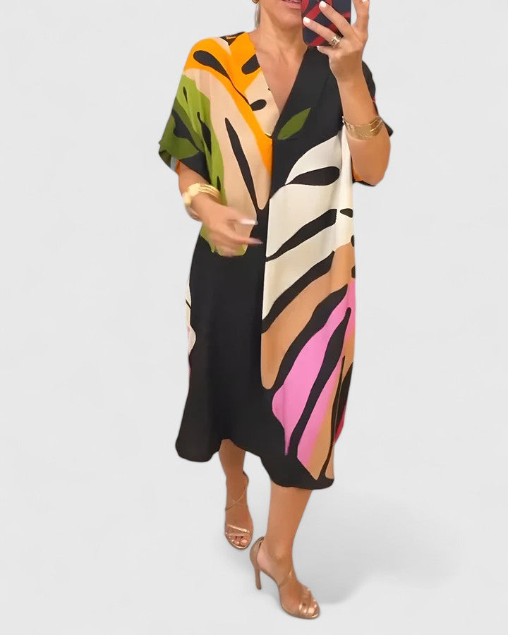 Effortless Midi Dress with Leaf Print for Summer Style 5
