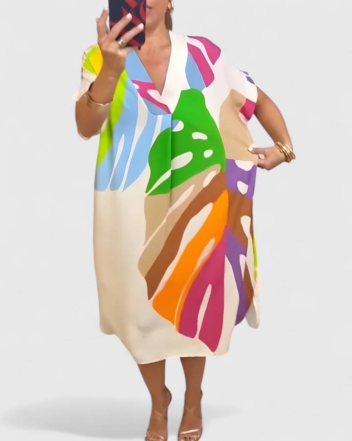 Effortless Midi Dress with Leaf Print for Summer Style 6