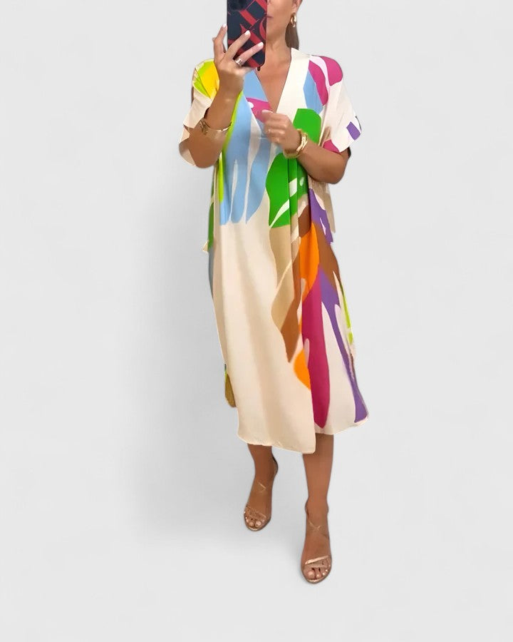 Effortless Midi Dress with Leaf Print for Summer Style 7