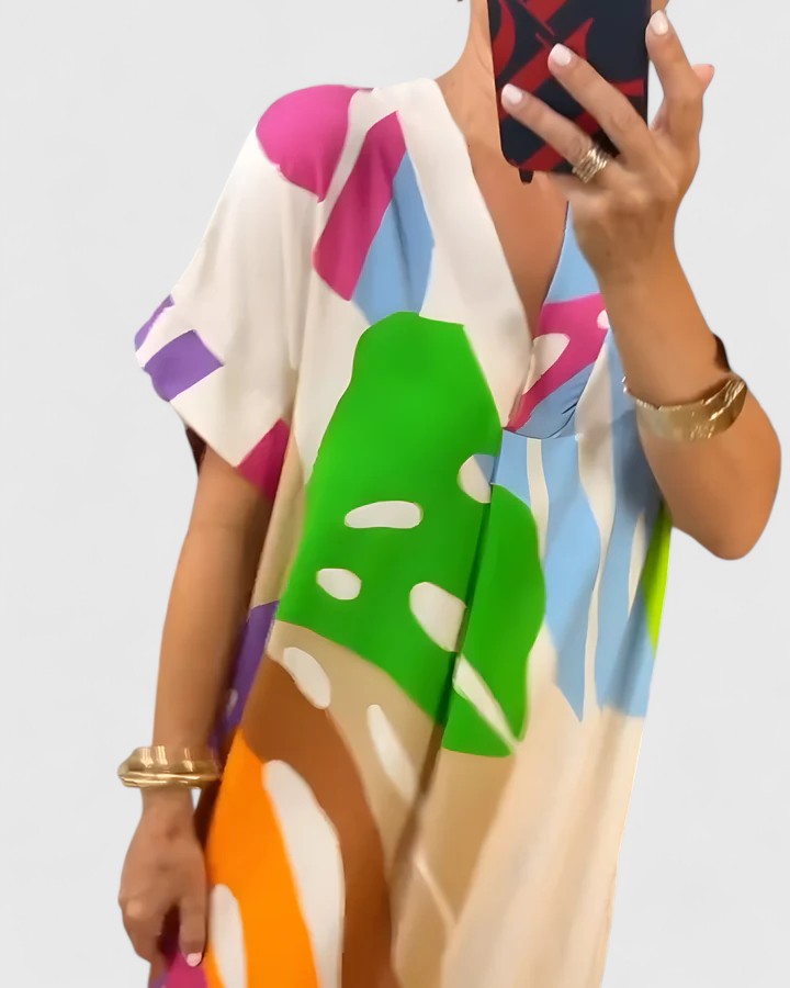 Effortless Midi Dress with Leaf Print for Summer Style 8