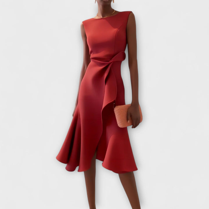 Elegant Asymmetric Midi Dress for Weddings and Parties 0
