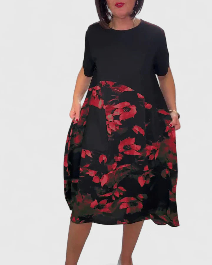 Elegant Floral Patchwork Dress with Pockets for Everyday Style 1
