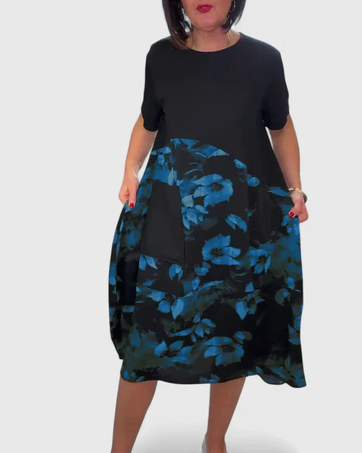 Elegant Floral Patchwork Dress with Pockets for Everyday Style 2