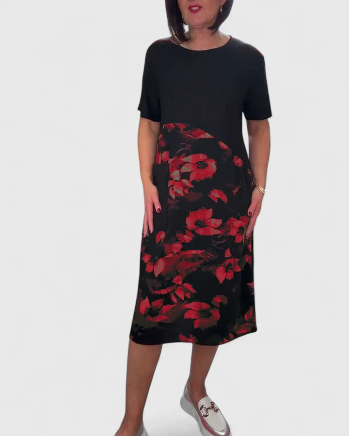Elegant Floral Patchwork Dress with Pockets for Everyday Style 3
