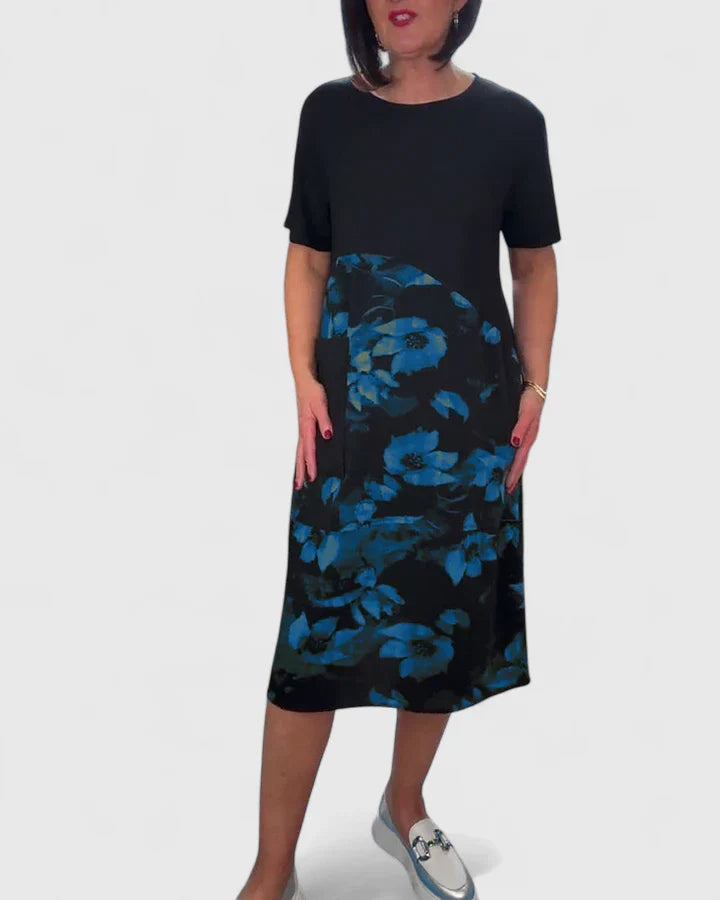 Elegant Floral Patchwork Dress with Pockets for Everyday Style 4