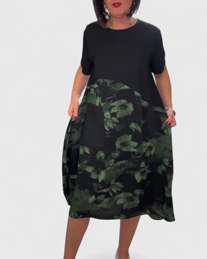 Elegant Floral Patchwork Dress with Pockets for Everyday Style 5