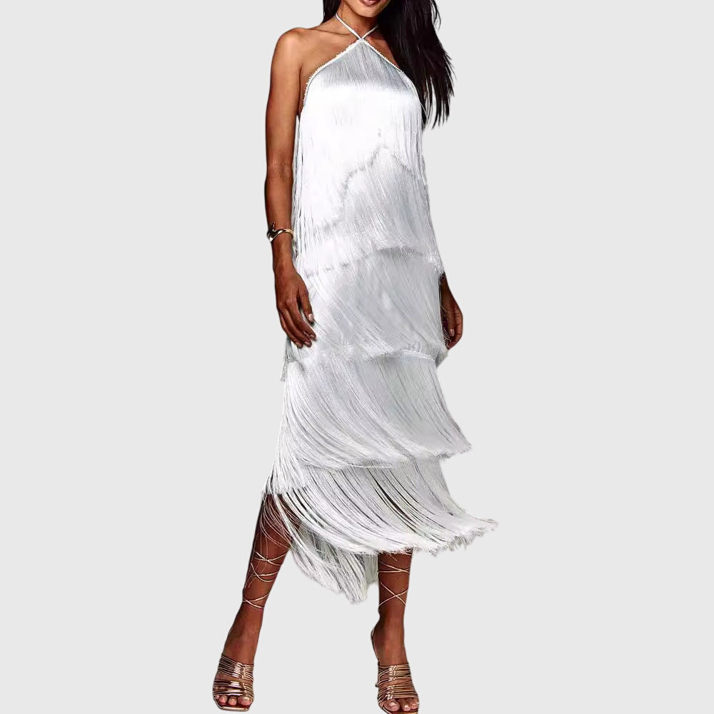 Elegant Halter Neck Tassel Dress for Special Occasions 6