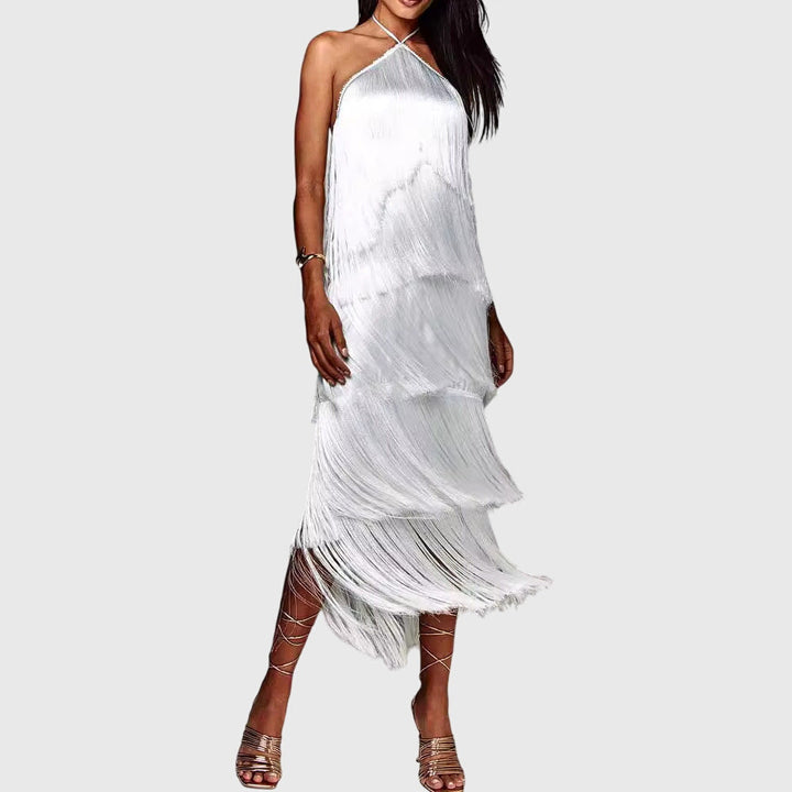 Elegant Halter Neck Tassel Dress for Special Occasions 6