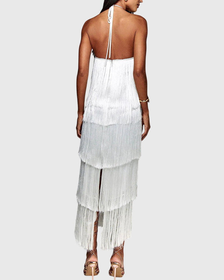 Elegant Halter Neck Tassel Dress for Special Occasions 7