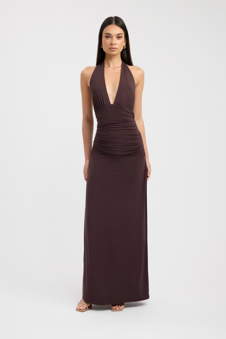 Elegant Maxi Dress for Evening Events - Figure-Hugging Halter Style 0
