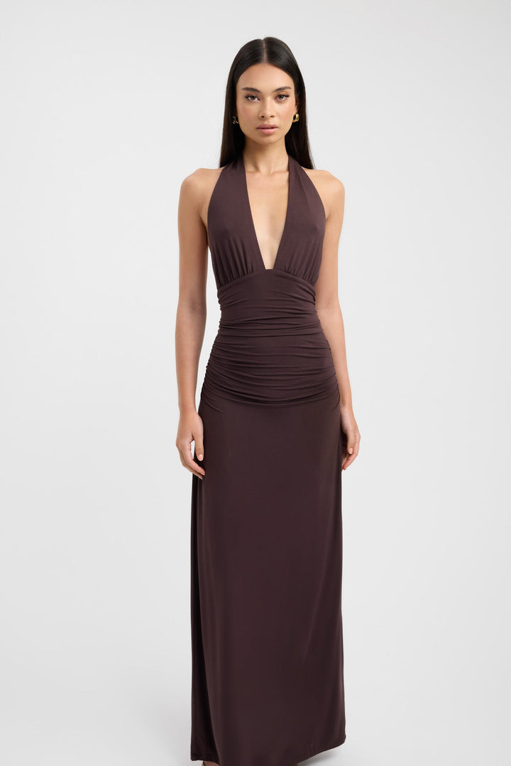 Elegant Maxi Dress for Evening Events - Figure-Hugging Halter Style 1