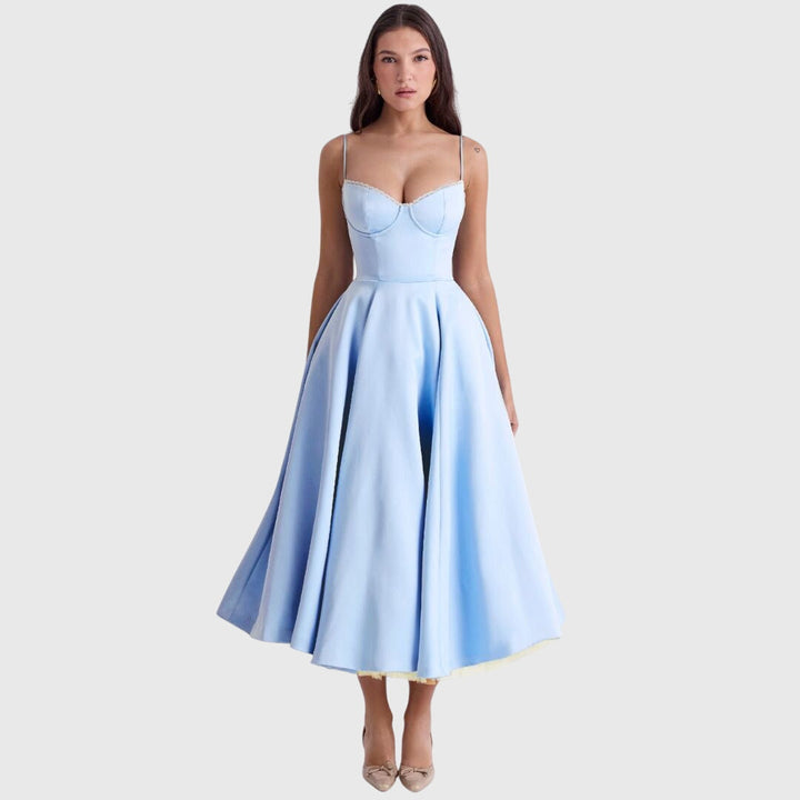 Elegant Maxi Dress for Special Occasions - Adjustable Straps, Flowing Skirt 0