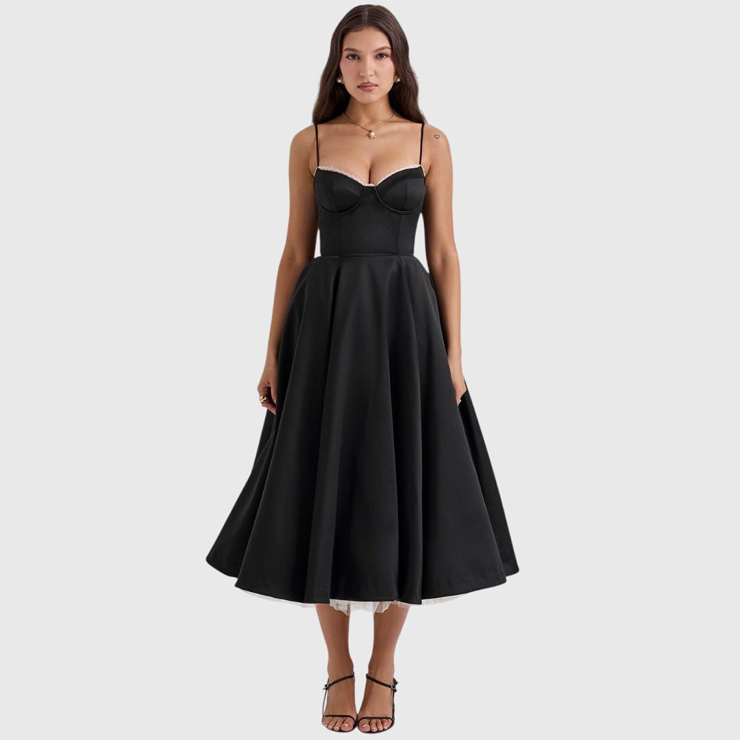 Elegant Maxi Dress for Special Occasions - Adjustable Straps, Flowing Skirt 3