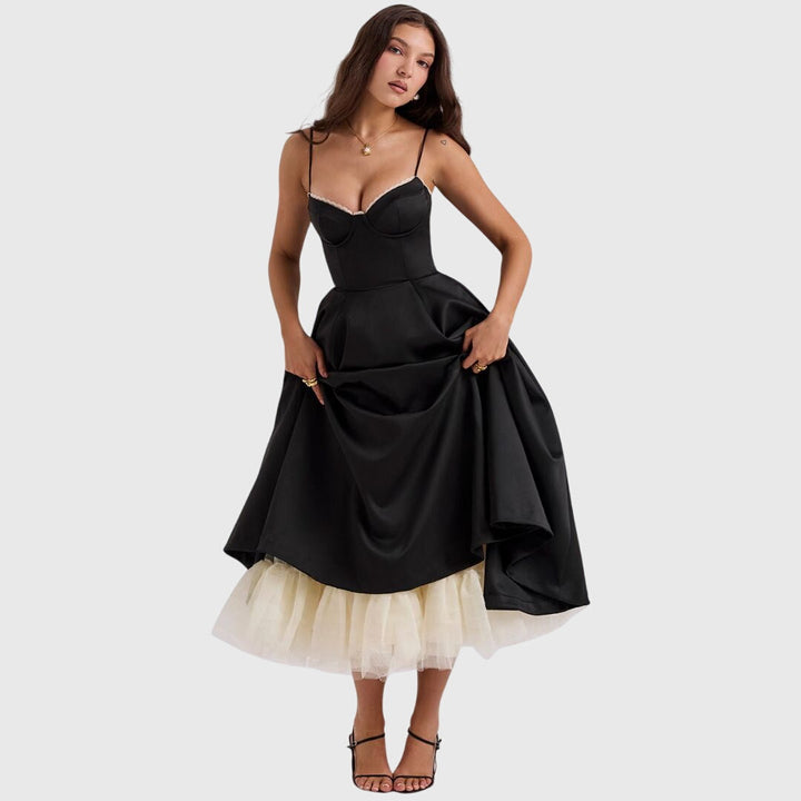 Elegant Maxi Dress for Special Occasions - Adjustable Straps, Flowing Skirt 5