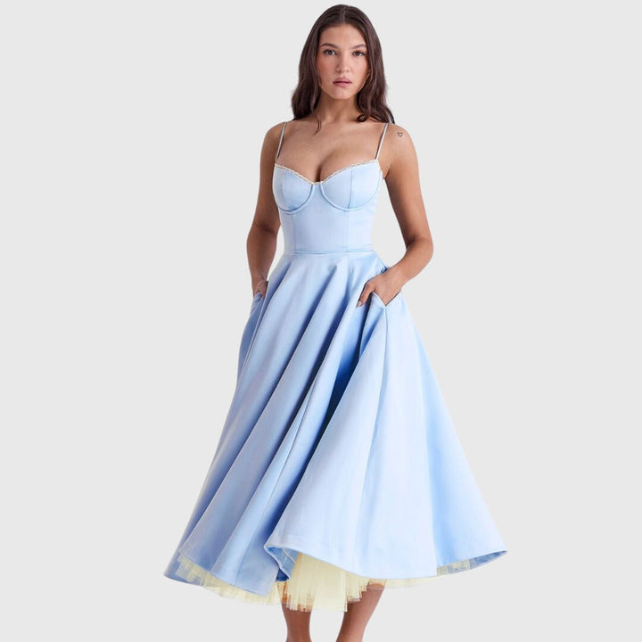 Elegant Maxi Dress for Special Occasions - Adjustable Straps, Flowing Skirt 6