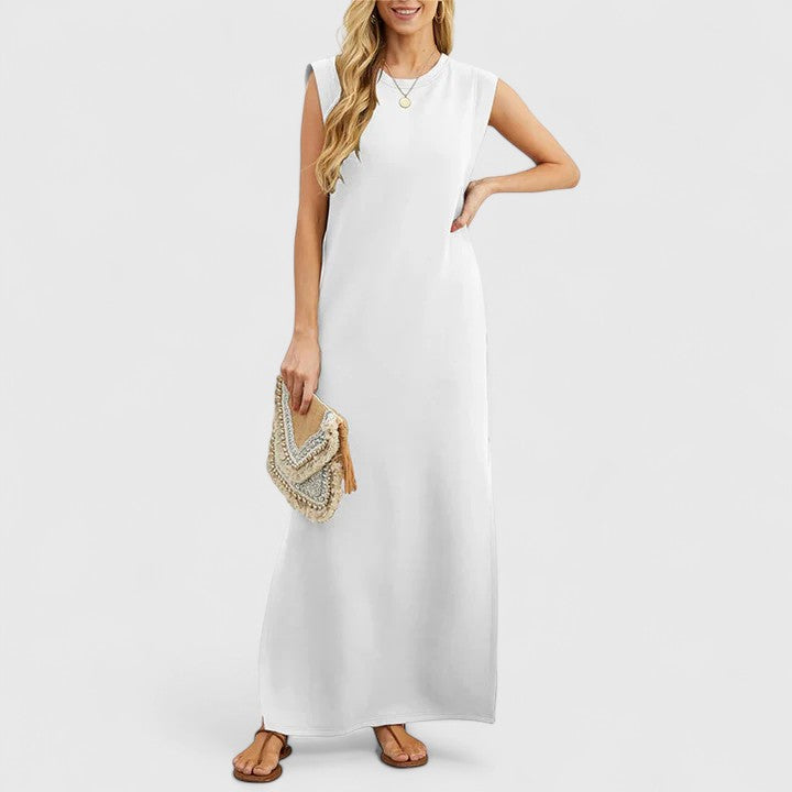 Elegant Maxi Dress for Spring Outings with Chic Slit and Pockets 4