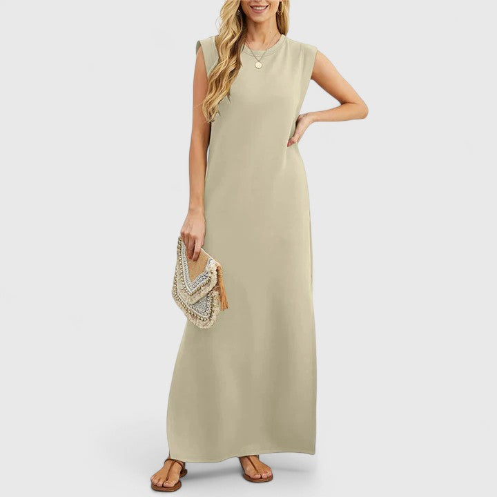 Elegant Maxi Dress for Spring Outings with Chic Slit and Pockets 6
