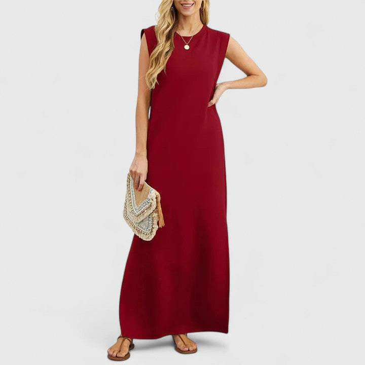 Elegant Maxi Dress for Spring Outings with Chic Slit and Pockets 7