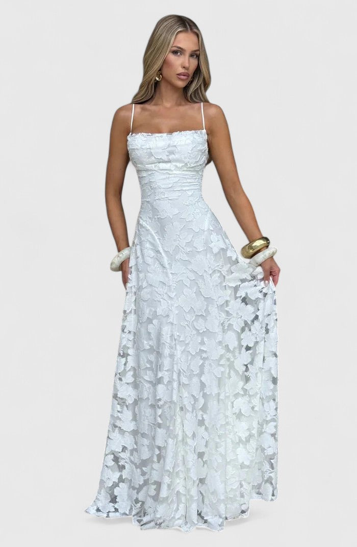 Elegant Maxi Dress with Cowl Neckline and Lace-Up Back for Stunning Style 2