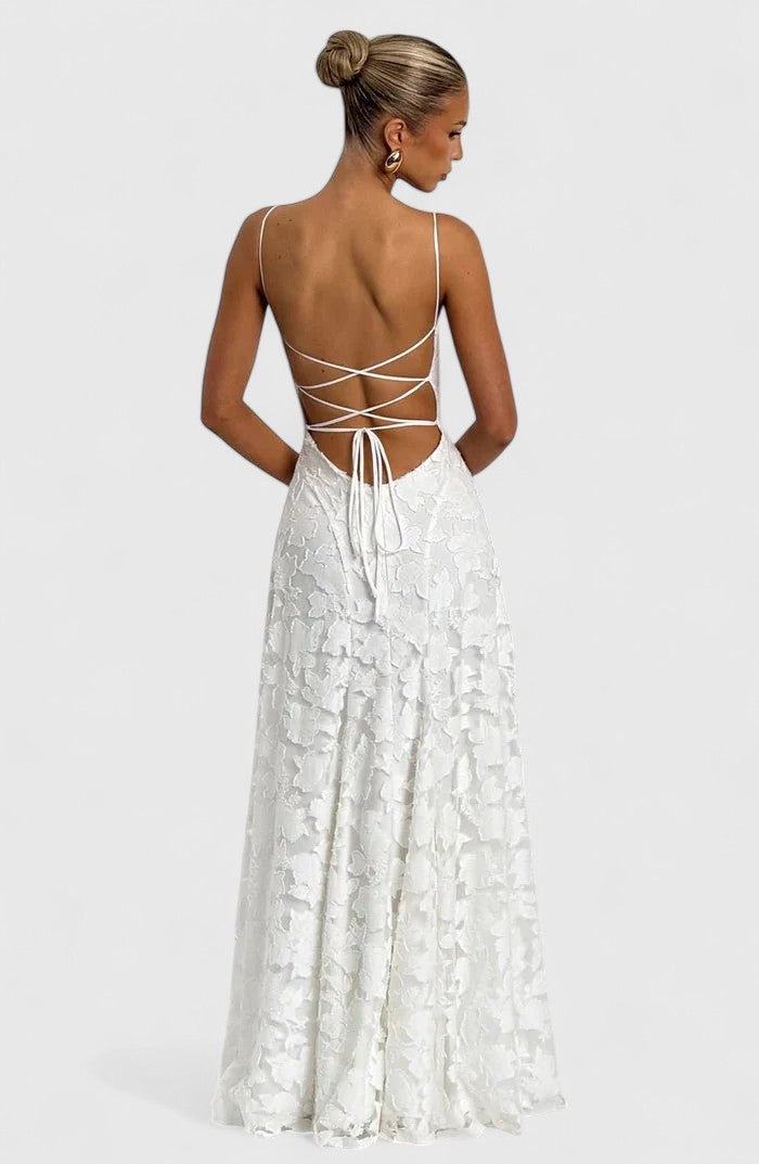 Elegant Maxi Dress with Cowl Neckline and Lace-Up Back for Stunning Style 3
