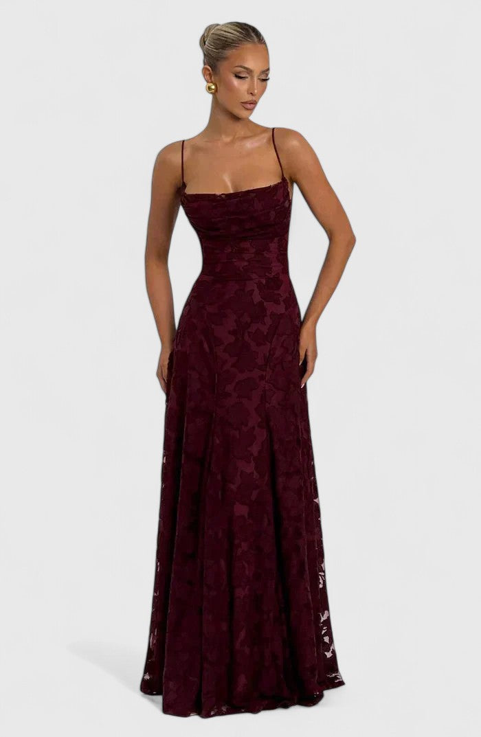 Elegant Maxi Dress with Cowl Neckline and Lace-Up Back for Stunning Style 4